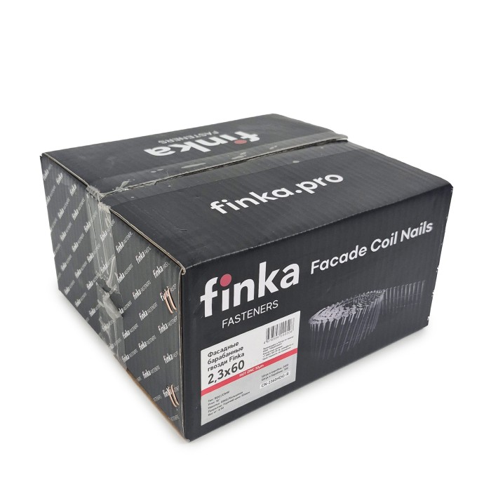 Фасадные барабанные гвозди Finka 2.3х60 Ring HDG (Горячий цинк, 2400шт)