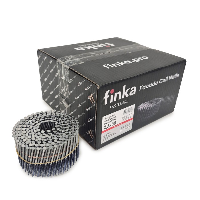 Фасадные барабанные гвозди Finka 2.3х60 Ring HDG (Горячий цинк, 2400шт)