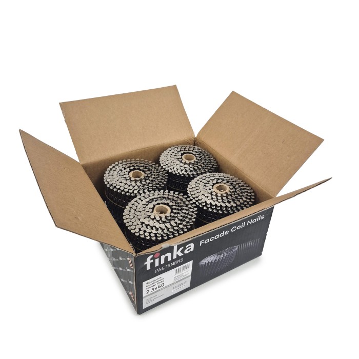Фасадные барабанные гвозди Finka 2.3х60 Ring A2 (Нерж сталь, 2400шт)