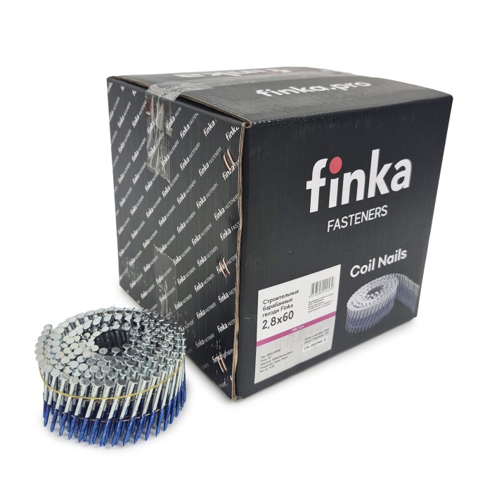 Строительные барабанные гвозди Finka 2.8х60 Ring NK (Цинк, 3000шт)