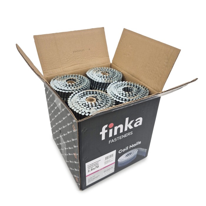 Строительные барабанные гвозди Finka 2.8х70 Ring NK (Цинк, 3000шт)