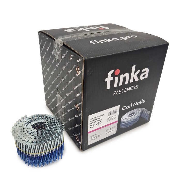 Строительные барабанные гвозди Finka 2.8х70 Ring NK (Цинк, 3000шт)