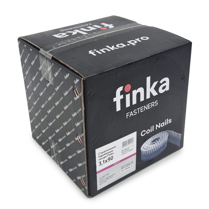 Строительные барабанные гвозди Finka 3.1х90 Ring NK (Цинк, 1600шт)