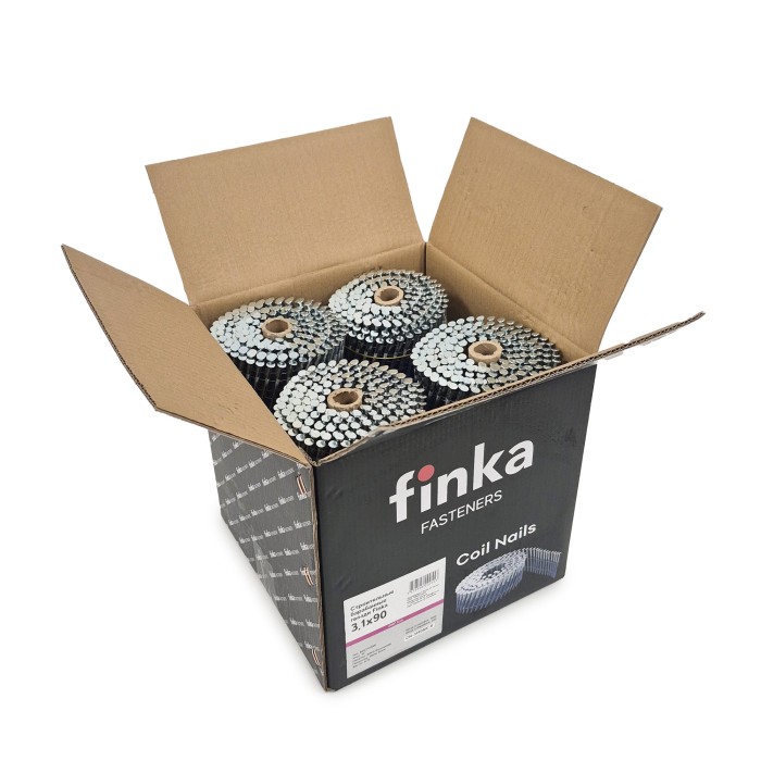 Строительные барабанные гвозди Finka 3.1х90 Ring NK (Цинк, 1600шт)