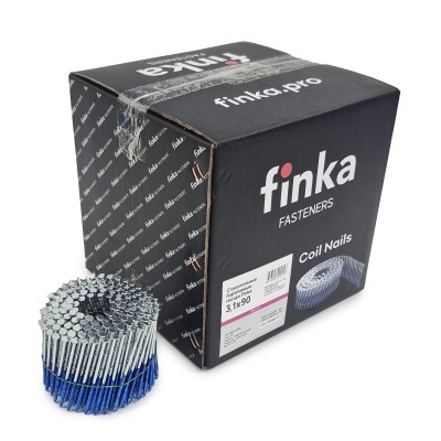 Строительные барабанные гвозди Finka 3.1х90 Ring NK (Цинк, 1600шт)