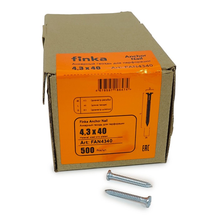 Гвоздь для перфорации Finka Anchor Nail 4.3x40 (Цинк 500шт)