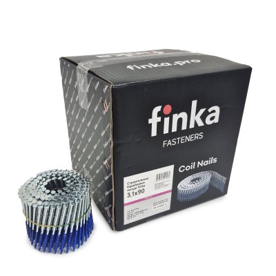 Строительные барабанные гвозди Finka 3.1х90 Screw NK (Цинк, 1600шт)