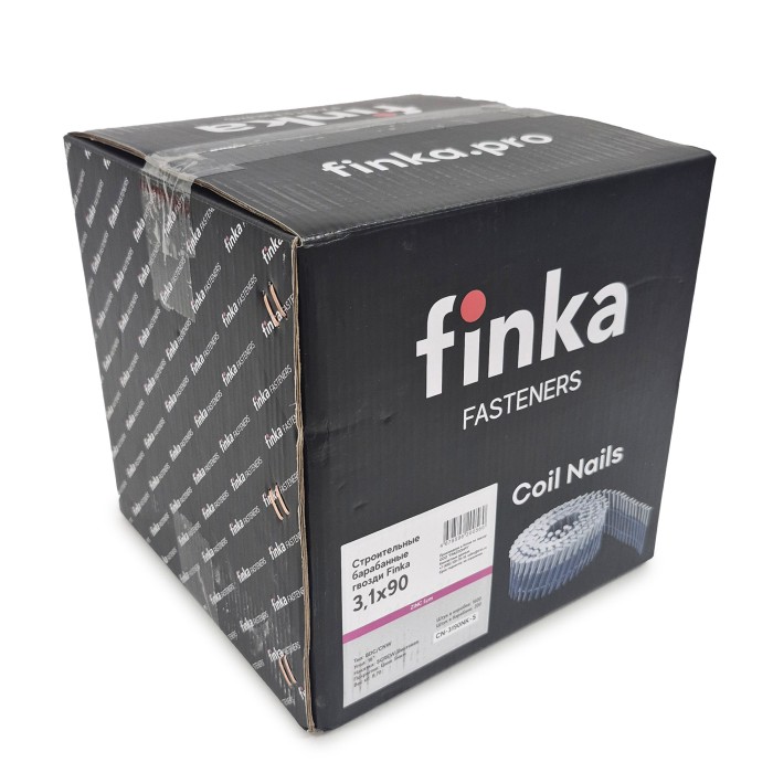 Строительные барабанные гвозди Finka 3.1х90 Screw NK (Цинк, 1600шт)