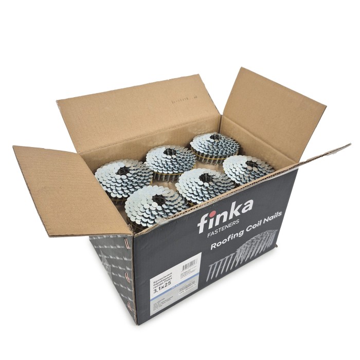 Кровельные барабанные гвозди Finka DPN 3.1x25 Ring GVZ (Гальваника, 3600шт)