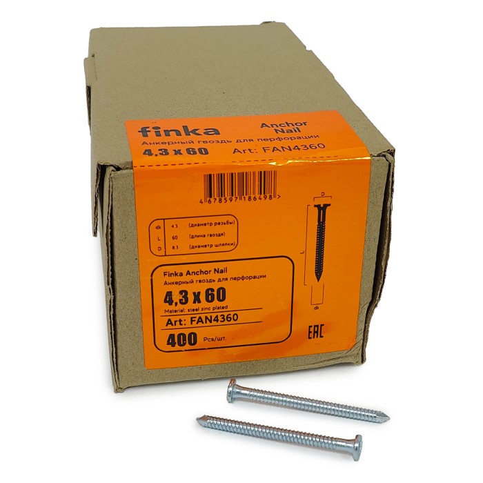 Гвоздь для перфорации Finka Anchor Nail 4.3x60 (Цинк 400шт)