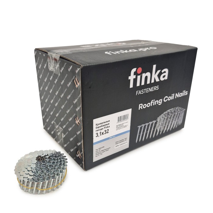 Кровельные барабанные гвозди Finka DPN 3.1x32 Ring GVZ (Гальваника, 3600шт)