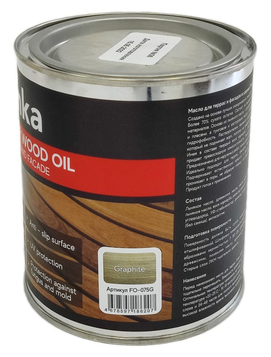 Масло для террас и фасадов Finka Exterior Wood Oil (Graphite) 0.75 L