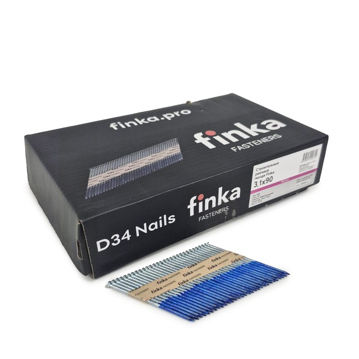 Строительные реечные гвозди Finka D34 3.1x90 Ring NK (Цинк, 2000шт)