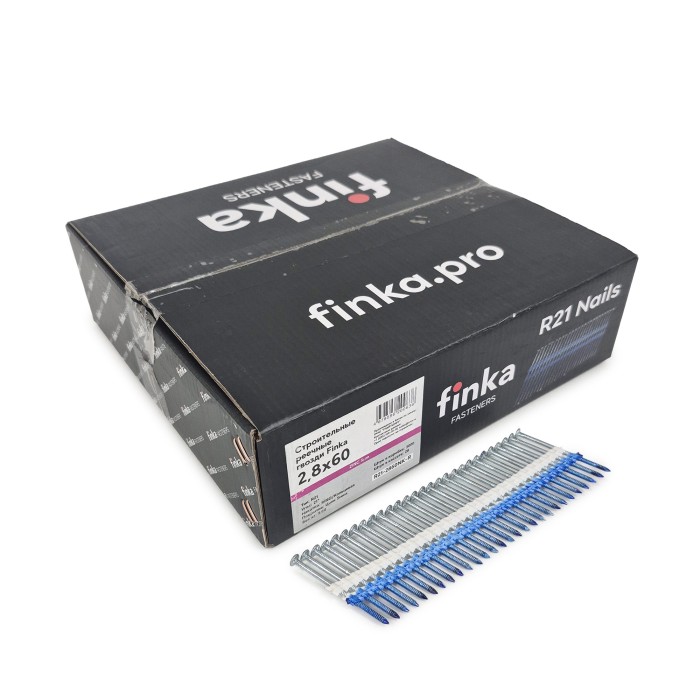 Строительные реечные гвозди Finka R21 2.8x60 Ring NK (Цинк, 3000шт)