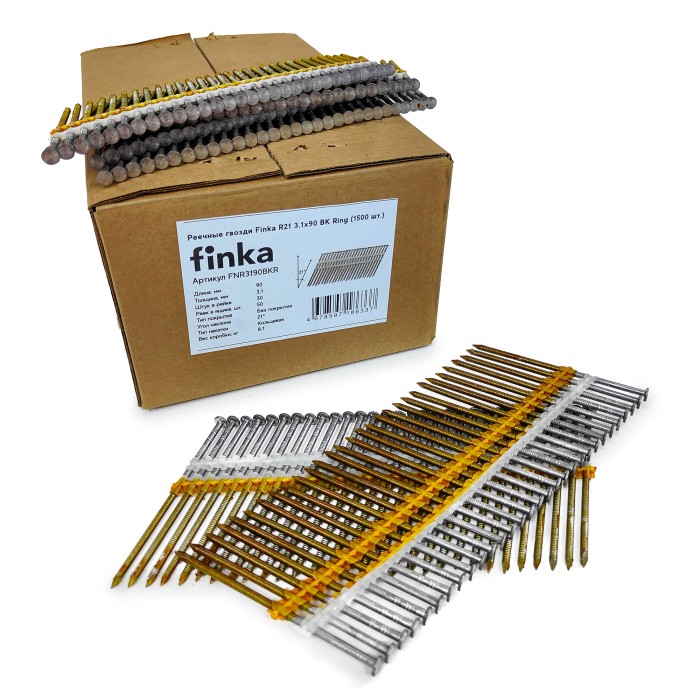 Реечные гвозди Finka R21 3.1x90 BK Ring (1500 шт)