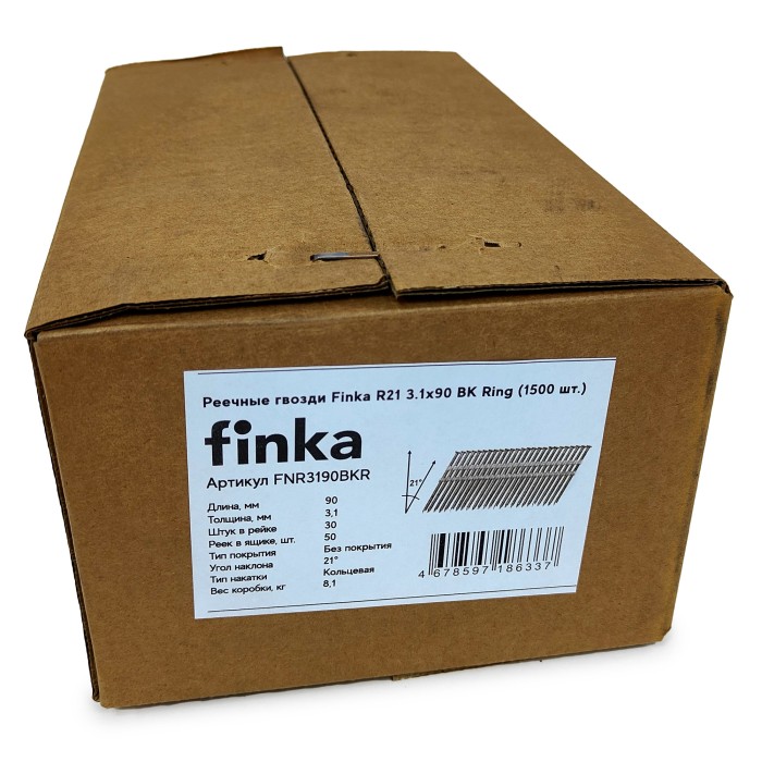Реечные гвозди Finka R21 3.1x90 BK Ring (1500 шт)