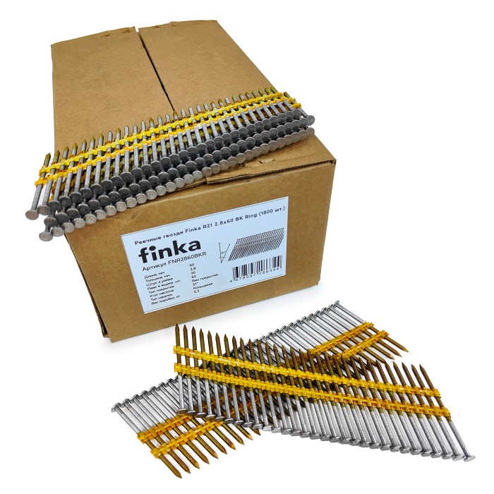 Реечные гвозди Finka R21 2.8x60 BK Ring (1800 шт)