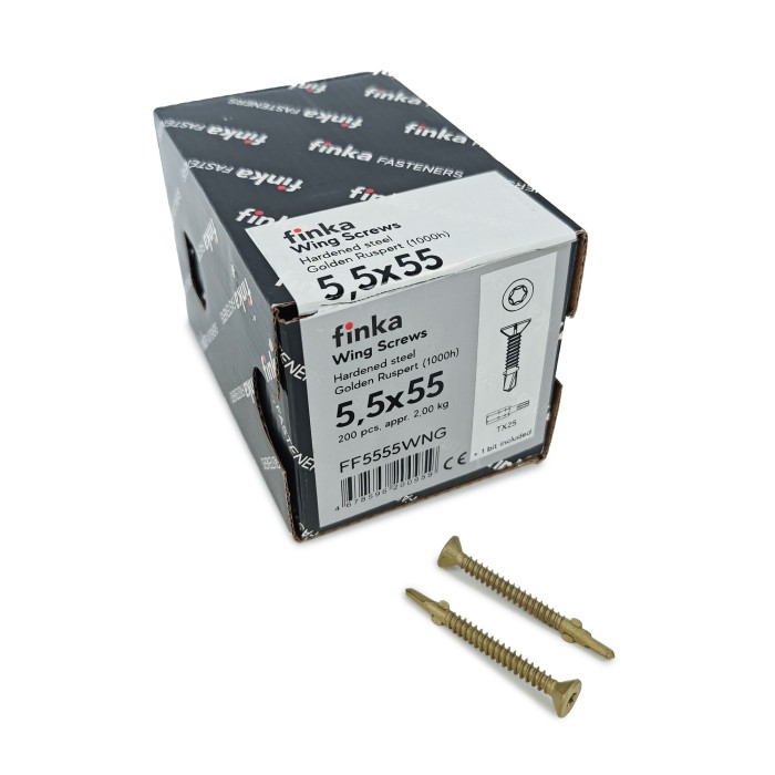 Шурупы флюгельные Finka Wing Screws 5,5x55 TX25 (Golden Ruspert, 200шт)