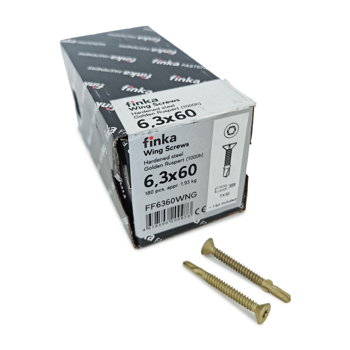 Шурупы флюгельные Finka Wing Screws 6,3x60 TX30 (Golden Ruspert, 180шт)