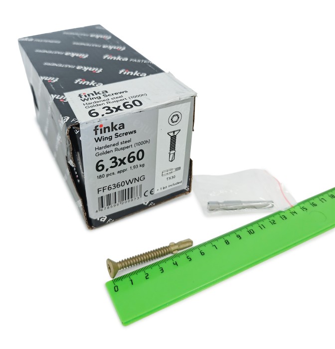 Шурупы флюгельные Finka Wing Screws 6,3x60 TX30 (Golden Ruspert, 180шт)
