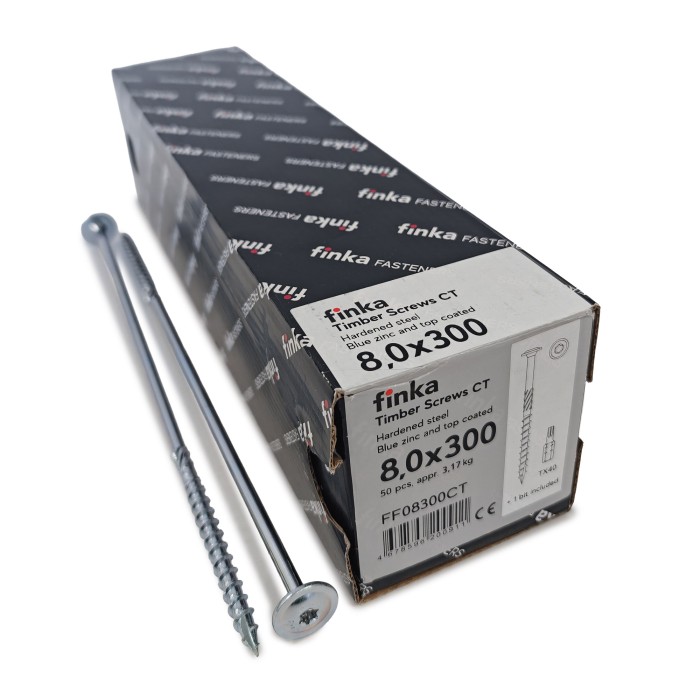 Шурупы конструкционные Finka Timber Screws CT 8,0x300 TX40 (Голубой цинк, тарелка, 50шт)