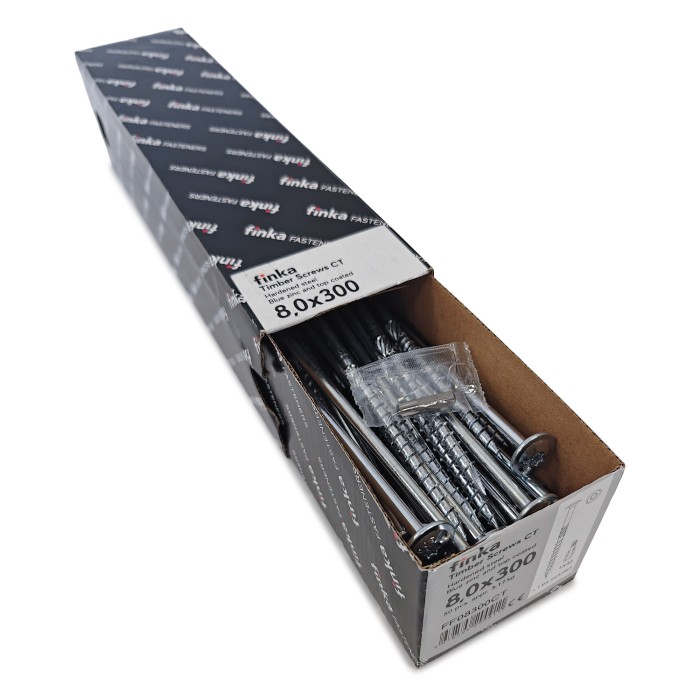 Шурупы конструкционные Finka Timber Screws CT 8,0x300 TX40 (Голубой цинк, тарелка, 50шт)