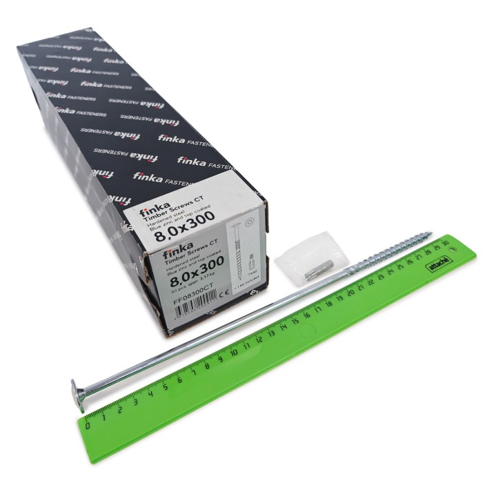 Шурупы конструкционные Finka Timber Screws CT 8,0x300 TX40 (Голубой цинк, тарелка, 50шт)
