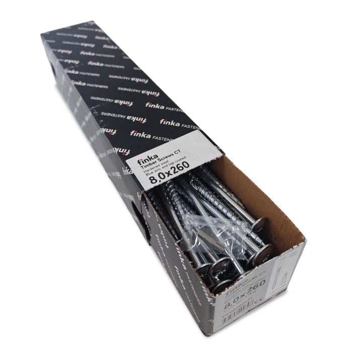 Шурупы конструкционные Finka Timber Screws CT 8,0x260 TX40 (Голубой цинк, тарелка, 50шт)