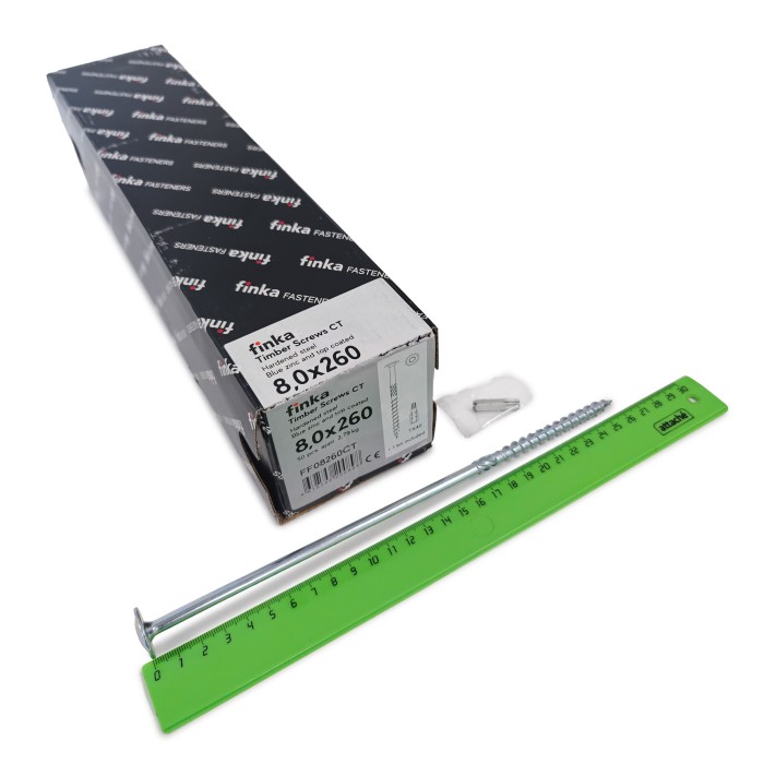 Шурупы конструкционные Finka Timber Screws CT 8,0x260 TX40 (Голубой цинк, тарелка, 50шт)