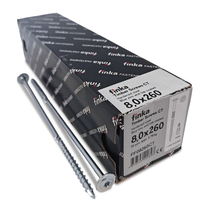 Шурупы конструкционные Finka Timber Screws CT 8,0x260 TX40 (Голубой цинк, тарелка, 50шт)