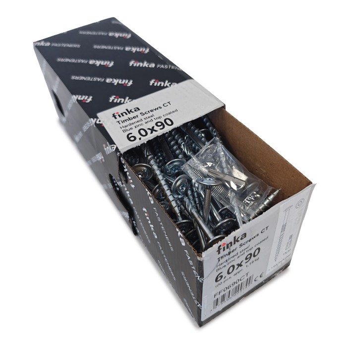 Шурупы конструкционные Finka Timber Screws CT 6,0x 90 TX30 (Голубой цинк, тарелка, 100шт)