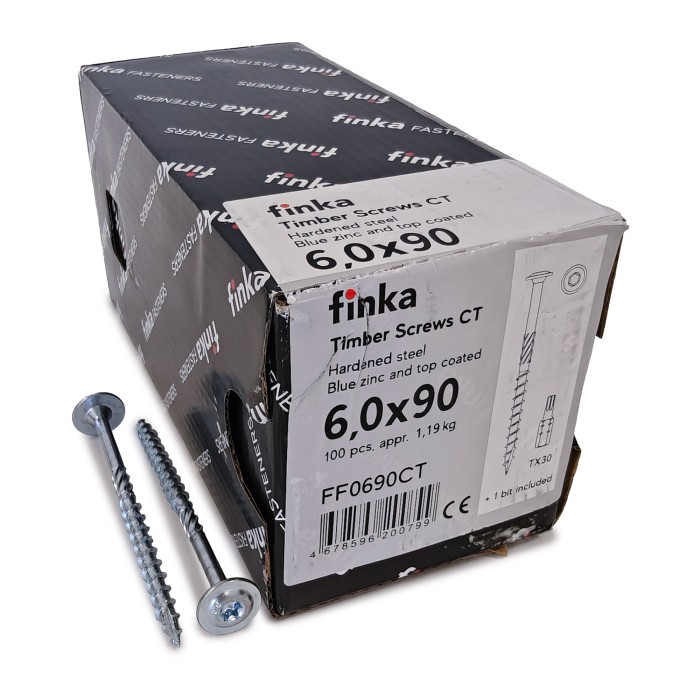 Шурупы конструкционные Finka Timber Screws CT 6,0x 90 TX30 (Голубой цинк, тарелка, 100шт)