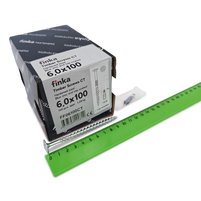 Шурупы конструкционные Finka Timber Screws CT 6,0x100 TX30 (Голубой цинк, тарелка, 100шт)