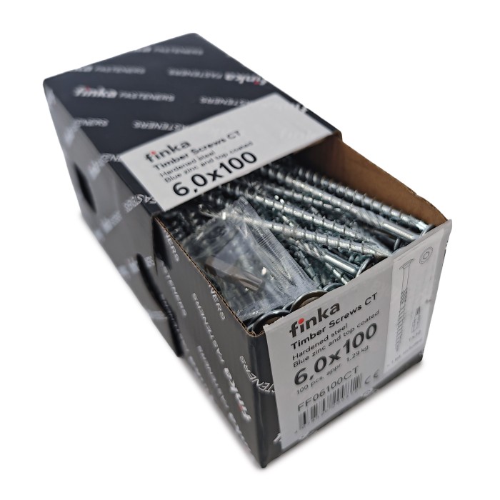 Шурупы конструкционные Finka Timber Screws CT 6,0x100 TX30 (Голубой цинк, тарелка, 100шт)