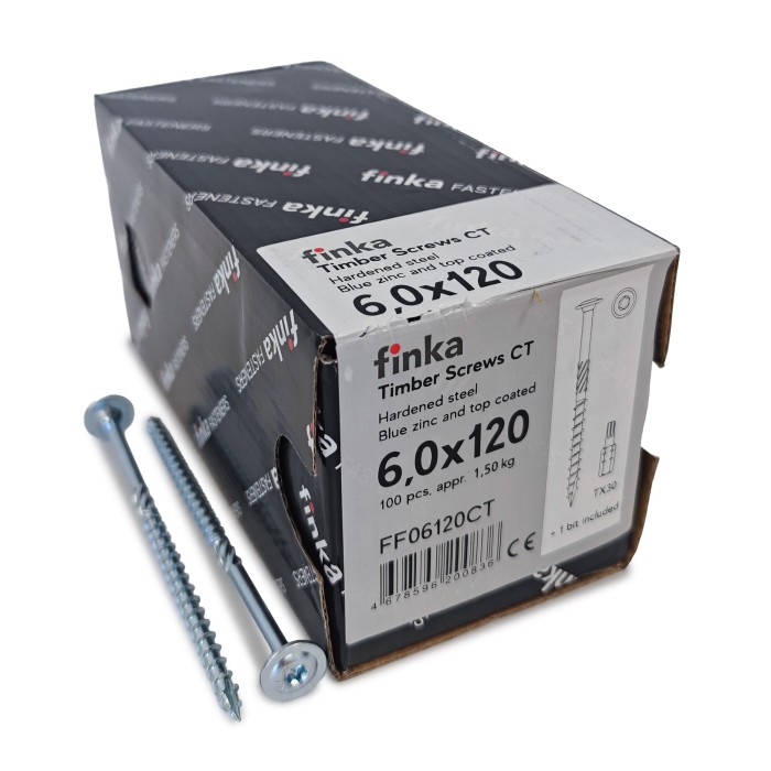 Шурупы конструкционные Finka Timber Screws CT 6,0x120 TX30 (Голубой цинк, тарелка, 100шт)