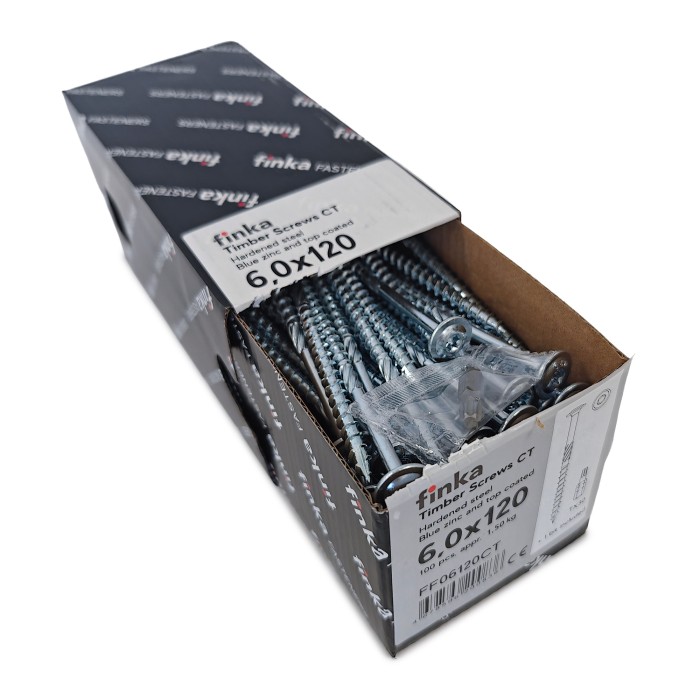 Шурупы конструкционные Finka Timber Screws CT 6,0x120 TX30 (Голубой цинк, тарелка, 100шт)