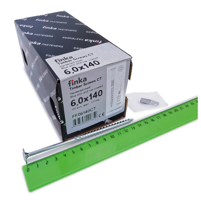 Шурупы конструкционные Finka Timber Screws CT 6,0x140 TX30 (Голубой цинк, тарелка, 100шт)