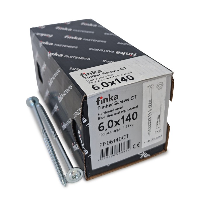 Шурупы конструкционные Finka Timber Screws CT 6,0x140 TX30 (Голубой цинк, тарелка, 100шт)