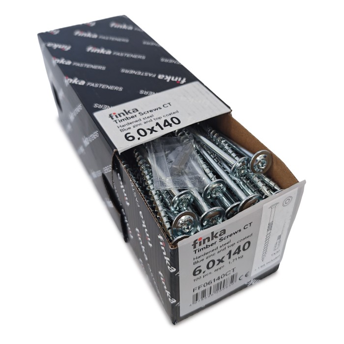 Шурупы конструкционные Finka Timber Screws CT 6,0x140 TX30 (Голубой цинк, тарелка, 100шт)