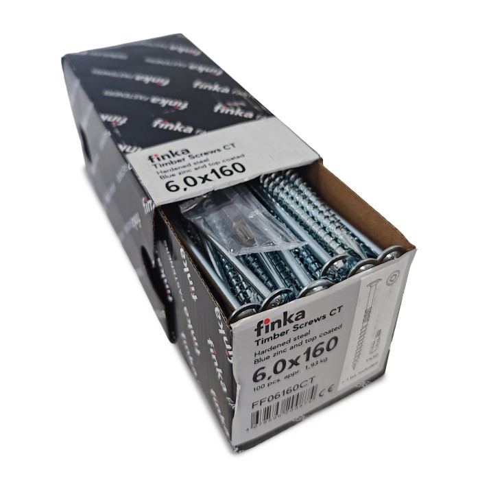 Шурупы конструкционные Finka Timber Screws CT 6,0x160 TX30 (Голубой цинк, тарелка, 100шт)