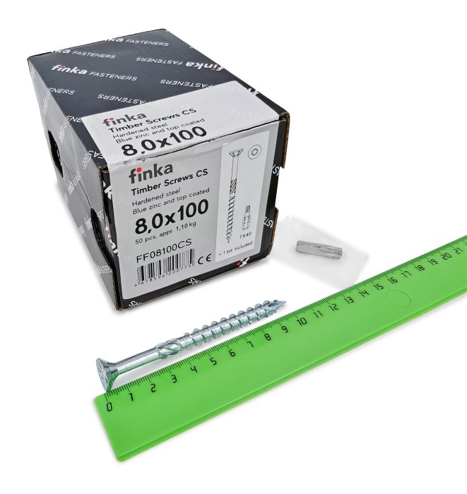 Шурупы конструкционные Finka Timber Screws CS 8,0x100 TX40 (Голубой цинк, потай, 50шт)