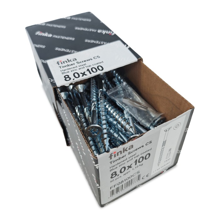 Шурупы конструкционные Finka Timber Screws CS 8,0x100 TX40 (Голубой цинк, потай, 50шт)