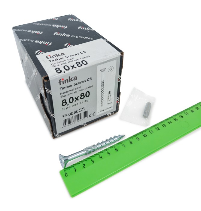 Шурупы конструкционные Finka Timber Screws CS 8,0x 80 TX40 (Голубой цинк, потай, 50шт)