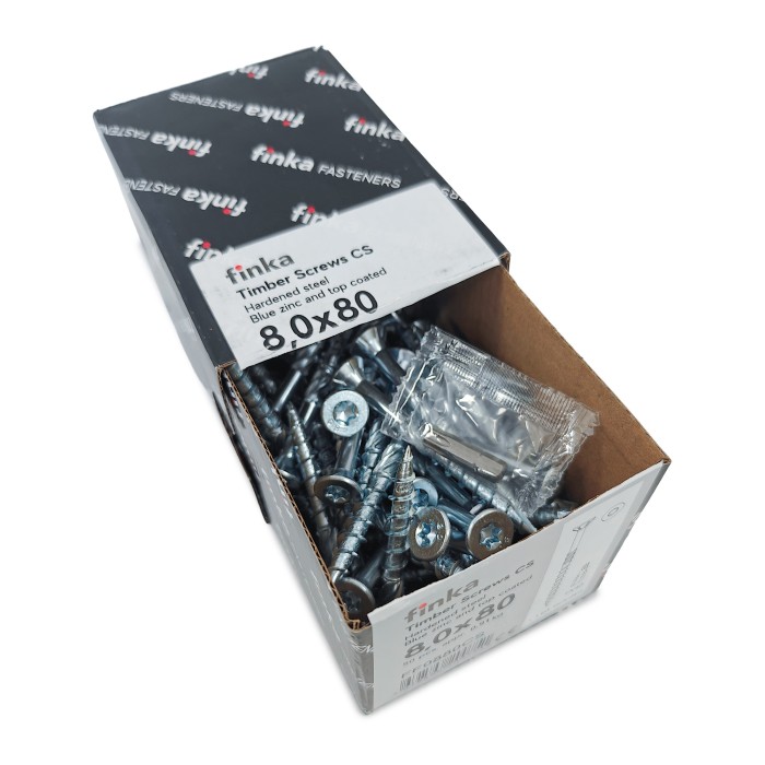 Шурупы конструкционные Finka Timber Screws CS 8,0x 80 TX40 (Голубой цинк, потай, 50шт)