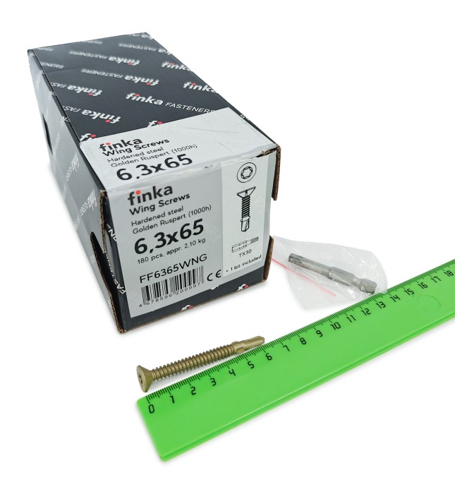 Шурупы флюгельные Finka Wing Screws 6,3x65 TX30 (Golden Ruspert, 180шт)