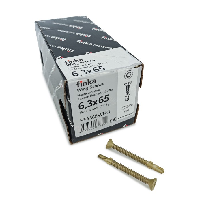 Шурупы флюгельные Finka Wing Screws 6,3x65 TX30 (Golden Ruspert, 180шт)