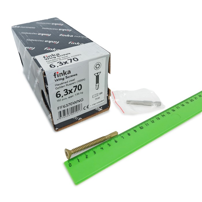 Шурупы флюгельные Finka Wing Screws 6,3x70 TX30 (Golden Ruspert, 150шт)