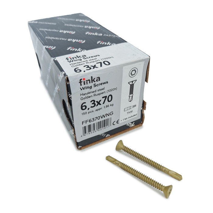 Шурупы флюгельные Finka Wing Screws 6,3x70 TX30 (Golden Ruspert, 150шт)