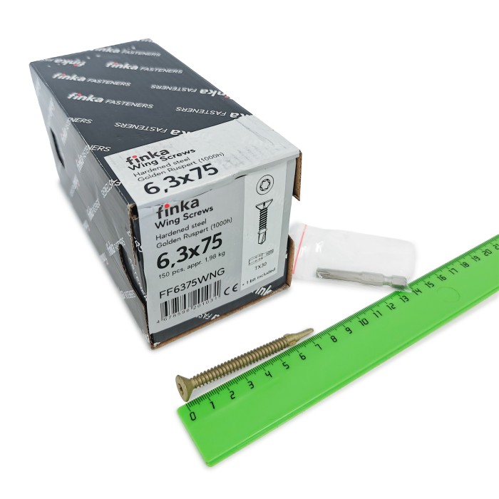 Шурупы флюгельные Finka Wing Screws 6,3x75 TX30 (Golden Ruspert, 150шт)