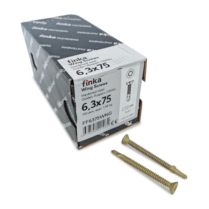 Шурупы флюгельные Finka Wing Screws 6,3x75 TX30 (Golden Ruspert, 150шт)